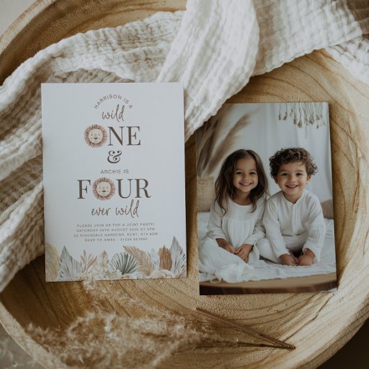 Wild One en Four Ever Wild Gezamenlijke Uitnodigin Kaart