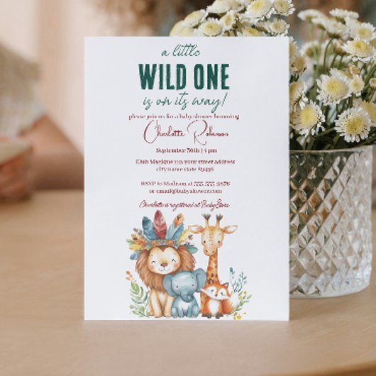 Wild One en Safari Baby shower Kaart
