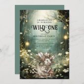 Wild One Enchanted Forest Muis 1e verjaardag Kaart (Voorkant / Achterkant)