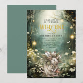 Wild One Enchanted Forest Muis 1e verjaardag Kaart (Voorkant / Achterkant)