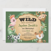 Wild One Exotic Animal Birthday Invitation Kaart (Voorkant)