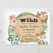 Wild One Exotic Animal Birthday Invitation Kaart (Voorkant)