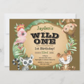 Wild One Exotic Animal Birthday Invitation Kaart (Voorkant)