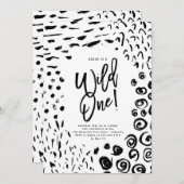Wild One First Birthday Animal Print Invite Kaart (Voorkant / Achterkant)