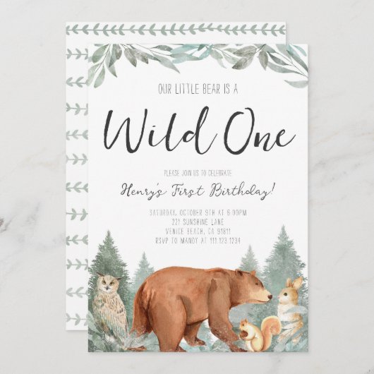 Wild One First Birthday Beer Uitnodiging (Voorkant / Achterkant)