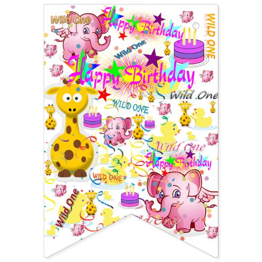 Wild One First Birthday Bunting Banner (Derde vlag)
