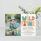 Wild One First Birthday Foto Kaart (Staand voorkant)