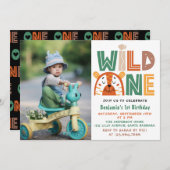 Wild One First Birthday Foto Kaart (Voorkant / Achterkant)