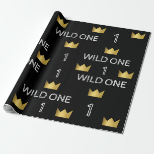 Wild One First Birthday Gold Crown Wrapping Paper Cadeaupapier
