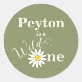 Wild One First Birthday Green Ronde Sticker (Voorkant)