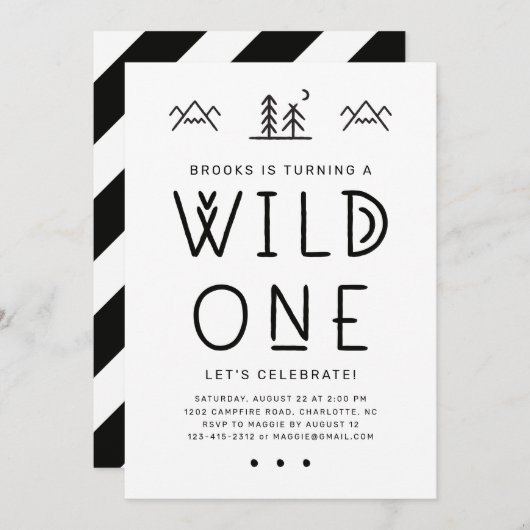 Wild One First Birthday Invitation (Voorkant / Achterkant)