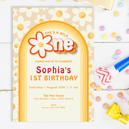 Wild One First Birthday Invitation | Boho Daisy & Kaart