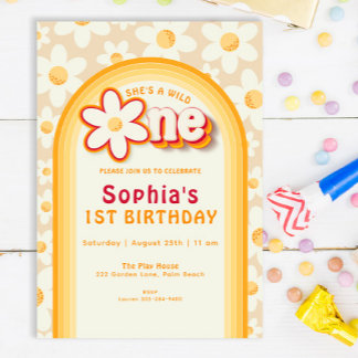Wild One First Birthday Invitation | Boho Daisy & Kaart
