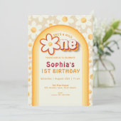 Wild One First Birthday Invitation | Boho Daisy & Kaart (Staand voorkant)