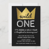 Wild One First Birthday Invitation Gold Crown Kaart (Voorkant)