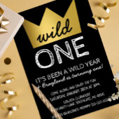 Wild One First Birthday Invitation Gold Crown Kaart