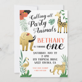 Wild One First Birthday Invitation Kaart