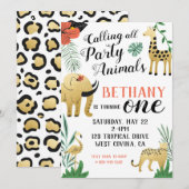 Wild One First Birthday Invitation Kaart (Voorkant / Achterkant)