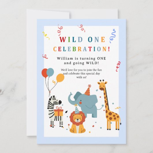 Wild One First Birthday Invitation Kaart (Voorkant)