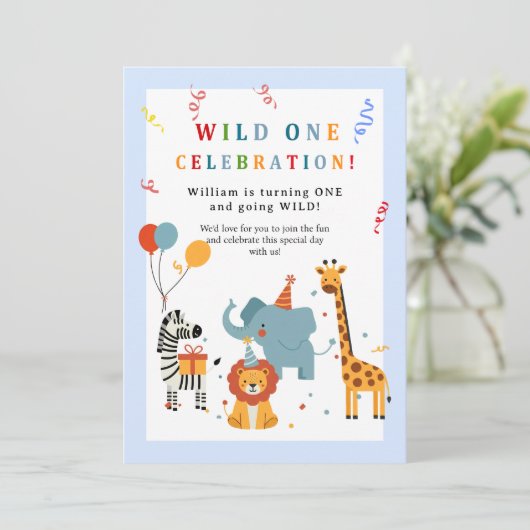 Wild One First Birthday Invitation Kaart (Staand voorkant)