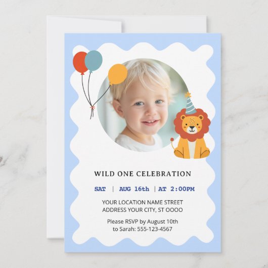 Wild One First Birthday Invitation Kaart (Achterkant)