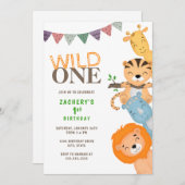 Wild One First Birthday Invitation Kaart (Voorkant / Achterkant)