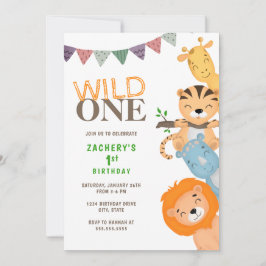 Wild One First Birthday Invitation Kaart