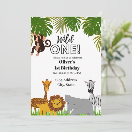 Wild one first birthday invitation  kaart (Staand voorkant)