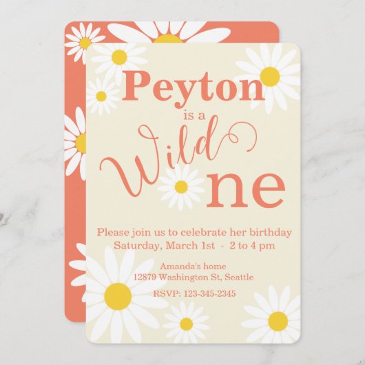 Wild One First Birthday Invitation Kaart (Voorkant / Achterkant)