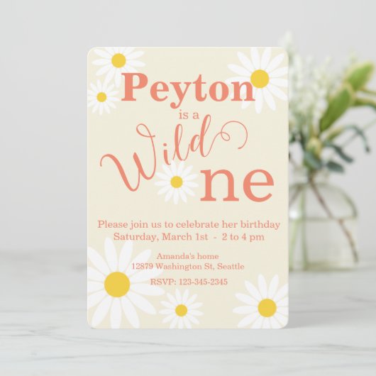 Wild One First Birthday Invitation Kaart (Staand voorkant)