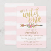 Wild One First Birthday Invitation Kaart (Voorkant / Achterkant)