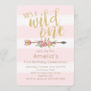 Wild One First Birthday Invitation Kaart