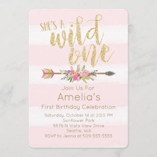 Wild One First Birthday Invitation Kaart
