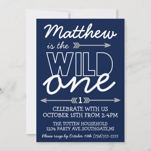 Wild One First Birthday Invitation Kaart (Voorkant)