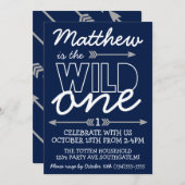 Wild One First Birthday Invitation Kaart (Voorkant / Achterkant)
