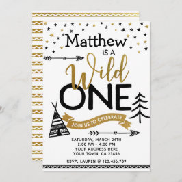 Wild One First Birthday Invitation Kaart