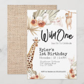 Wild One First Birthday Invitation Kaart (Voorkant / Achterkant)
