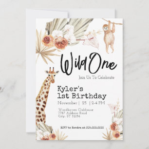 Wild One First Birthday Invitation Kaart