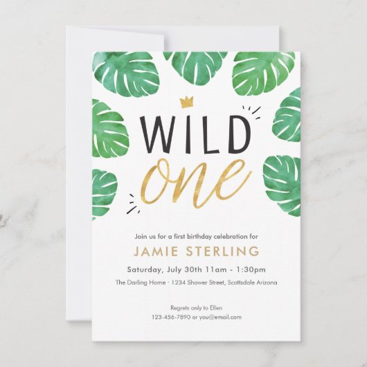 Wild One First Birthday Invitation Kaart (Voorkant)