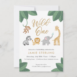 Wild One First Birthday Invitation Kaart