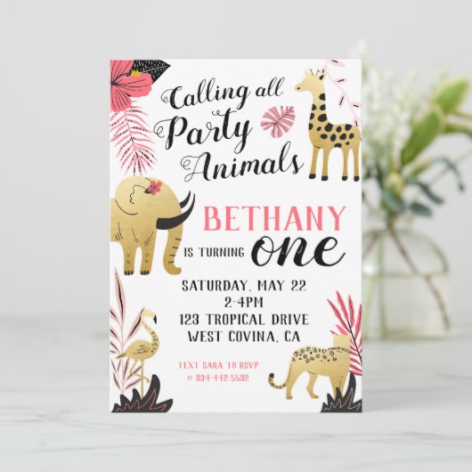 Wild One First Birthday Invitation Kaart (Staand voorkant)