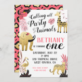 Wild One First Birthday Invitation Kaart (Voorkant / Achterkant)