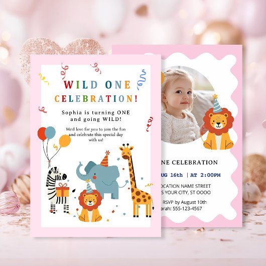 Wild One First Birthday Invitation Kaart