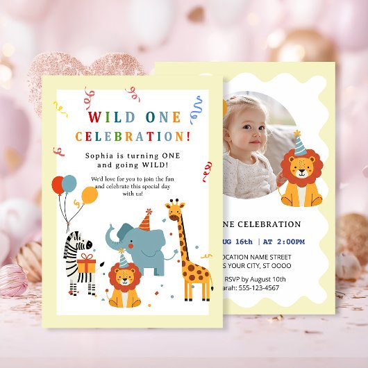 Wild One First Birthday Invitation Kaart