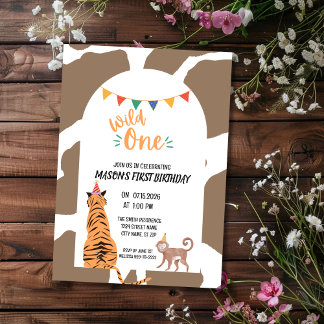 Wild One First Birthday Invitation Kaart