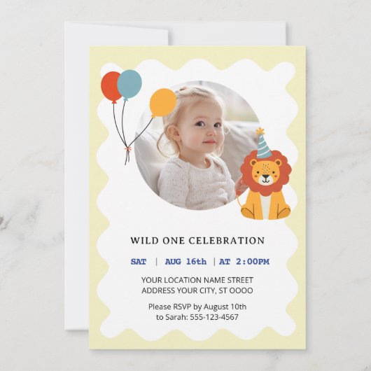 Wild One First Birthday Invitation Kaart (Achterkant)