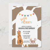 Wild One First Birthday Invitation Kaart (Voorkant)