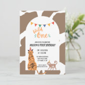Wild One First Birthday Invitation Kaart (Staand voorkant)