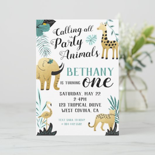 Wild One First Birthday Invitation Kaart (Staand voorkant)