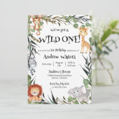 Wild One First Birthday Invitation Kaart (Staand voorkant)